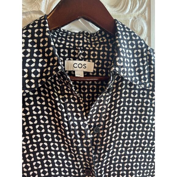 COS Printed Midi Black & White Geometric Shirt Dress EUC Size EUR 36 $135 MSRP - Picture 4 of 13